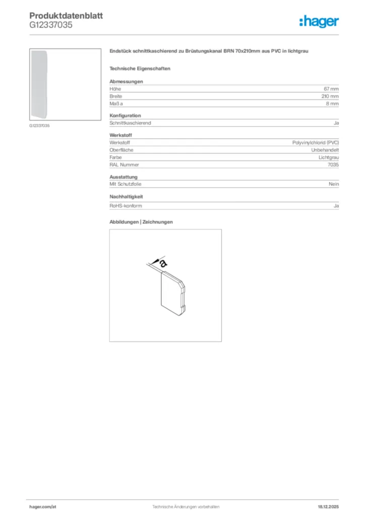 Bild Hager Produktdatenblatt G12337035 | Hager Deutschland