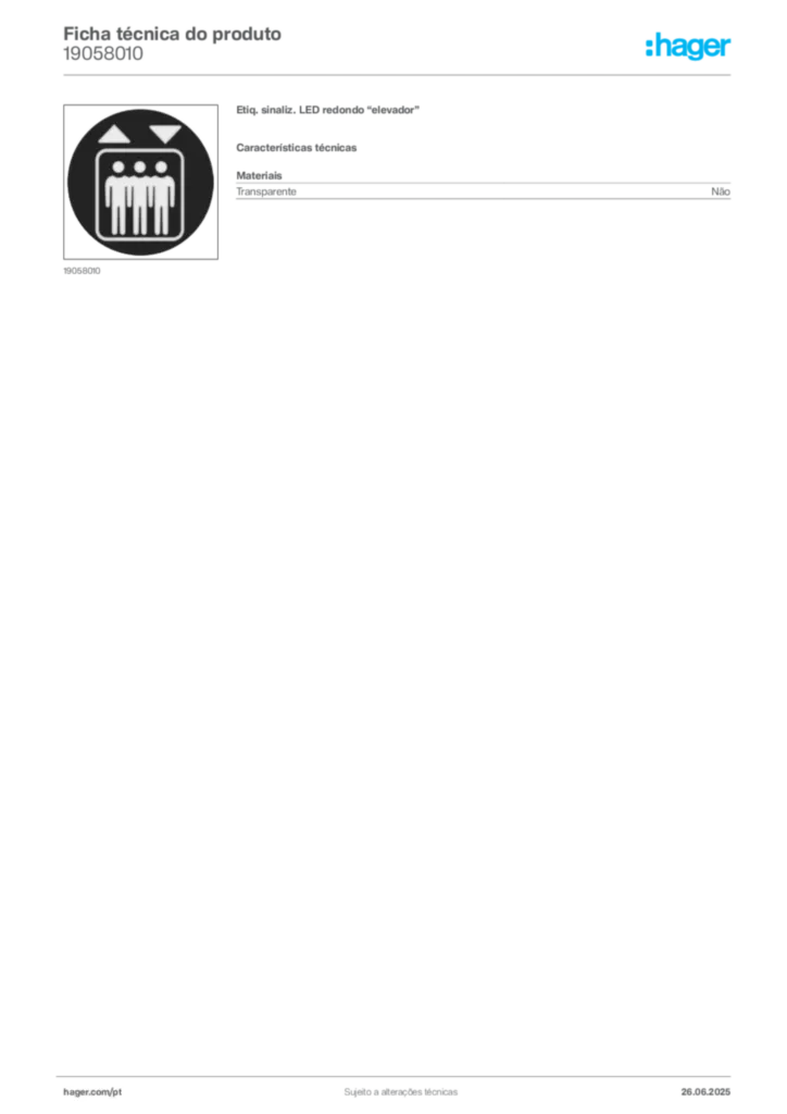 Imagem Hager Ficha técnica do produto 19058010 | Hager Portugal