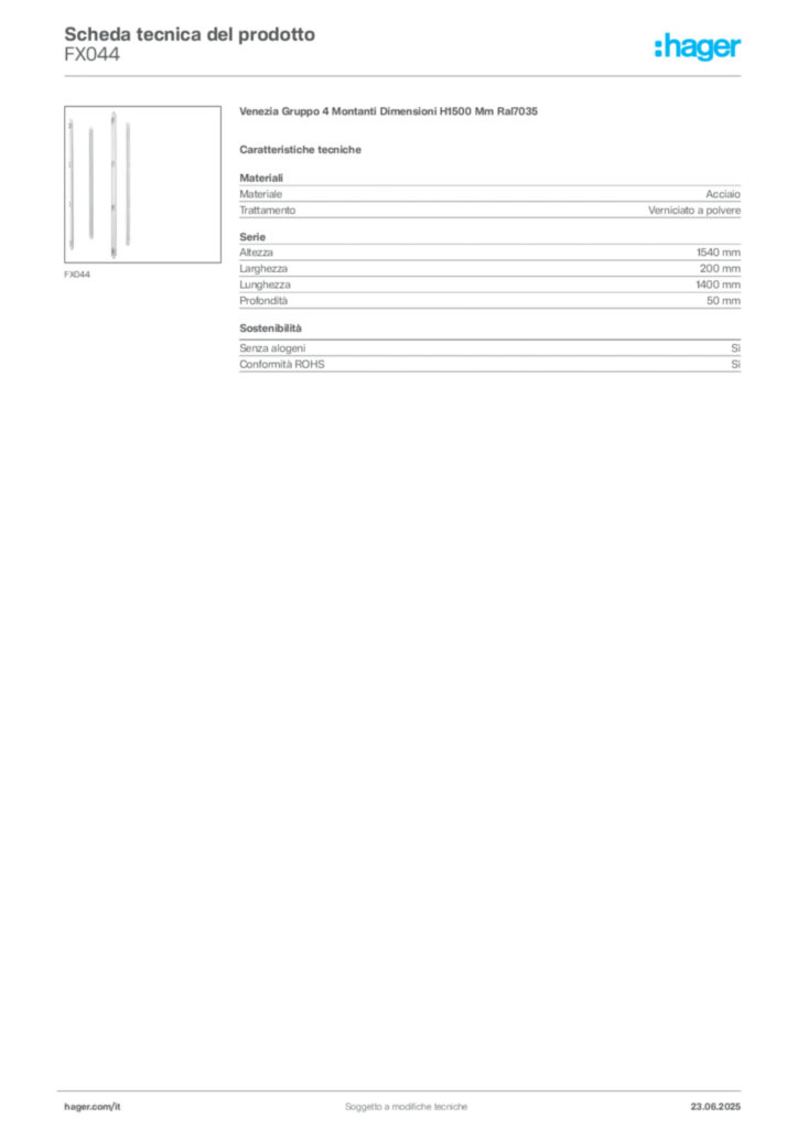 Immagine Hager Scheda tecnica del prodotto FX044 | Hager Italia