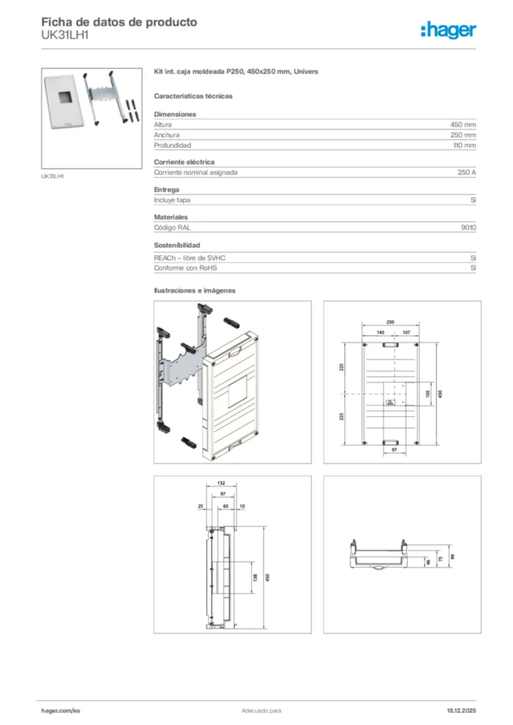 Imagen Hager Ficha de datos de producto UK31LH1 | Hager España