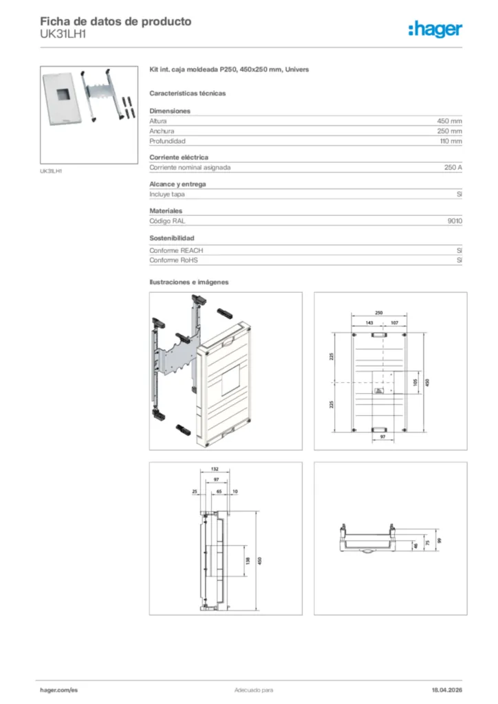 Imagen Hager Ficha de datos de producto UK31LH1 | Hager España