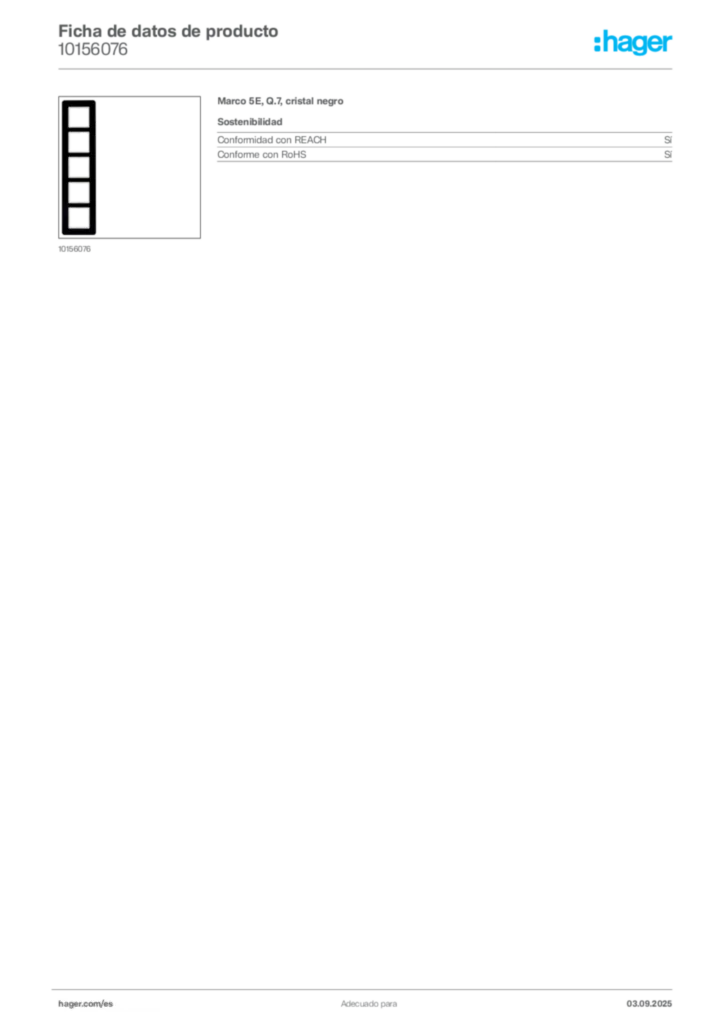 Imagen Hager Ficha de datos de producto 10156076 | Hager España