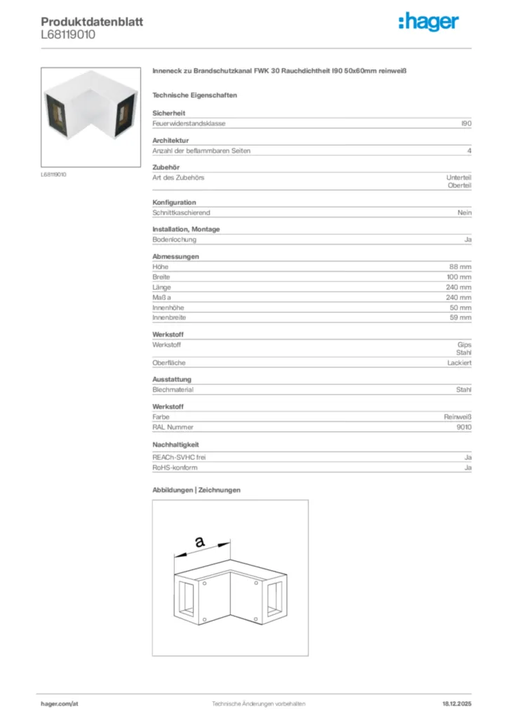 Bild Hager Produktdatenblatt L68119010 | Hager Deutschland