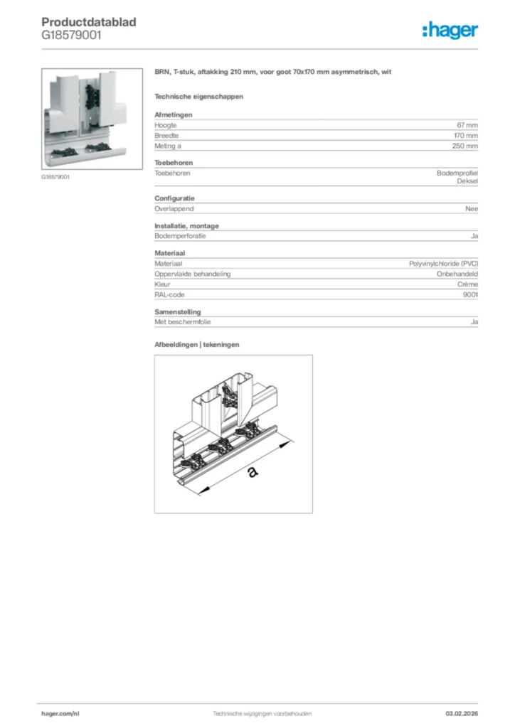 Afbeelding Hager Productdatablad G18579001 | Hager Nederland