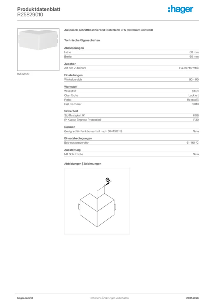 Bild Hager Produktdatenblatt R25829010 | Hager Deutschland