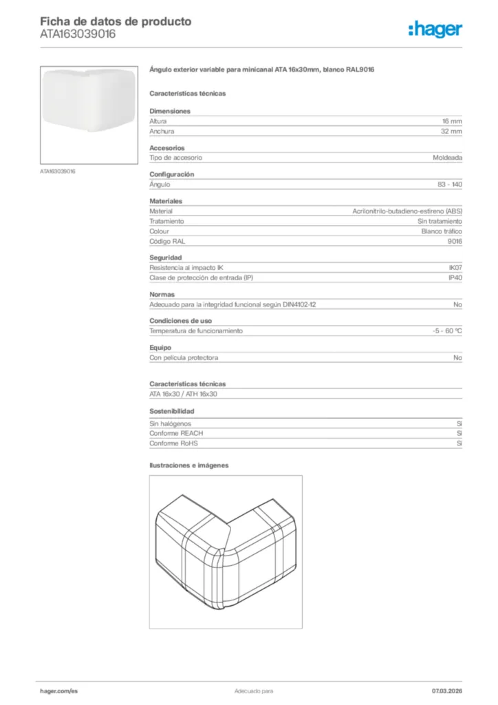 Imagen Hager Ficha de datos de producto ATA163039016 | Hager España