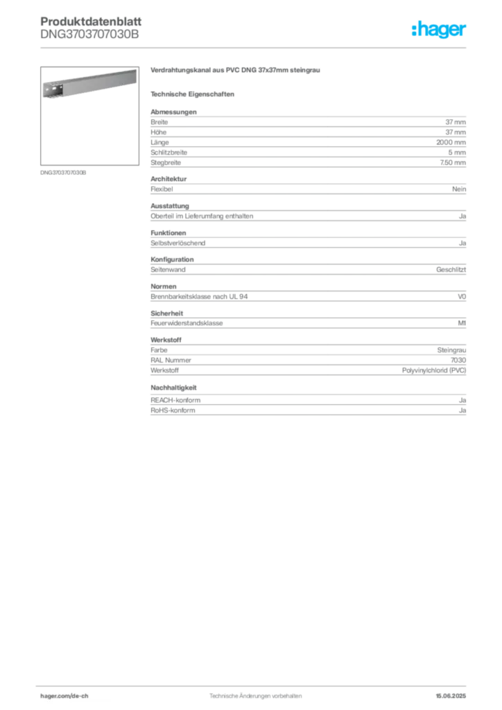 Bild Hager Produktdatenblatt DNG3703707030B | Hager Schweiz