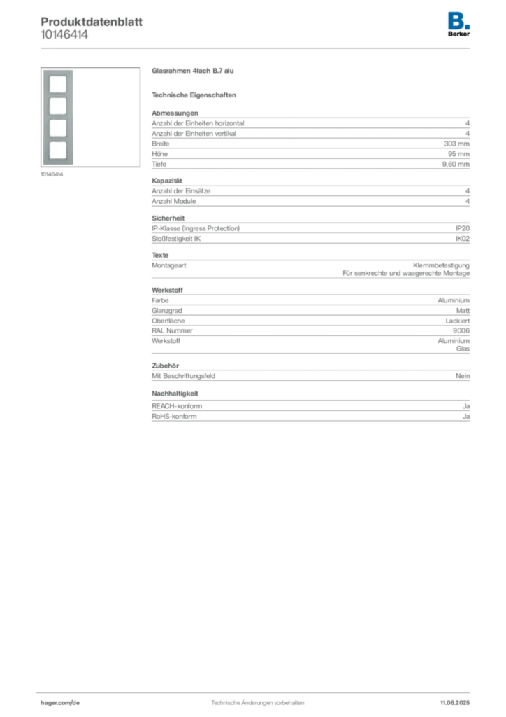 Bild Berker Produktdatenblatt 10146414 | Hager Deutschland
