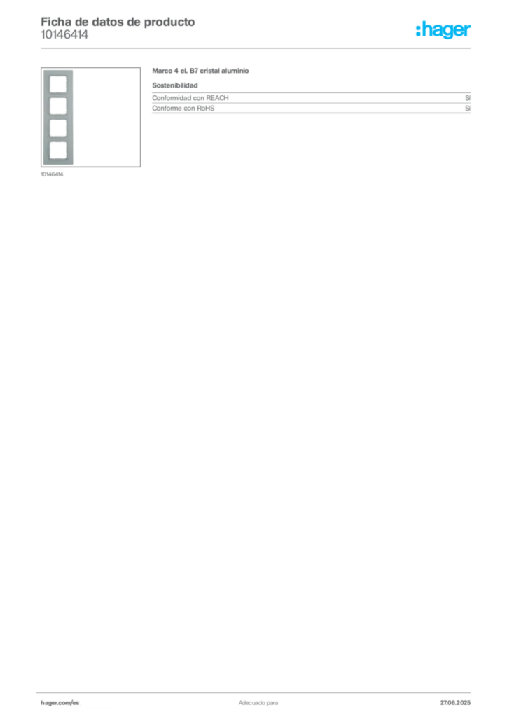 Imagen Hager Ficha de datos de producto 10146414 | Hager España