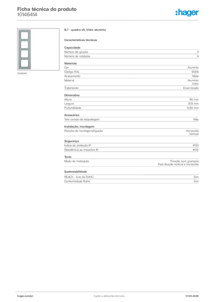 Imagem Hager Ficha técnica do produto 10146414 | Hager Portugal