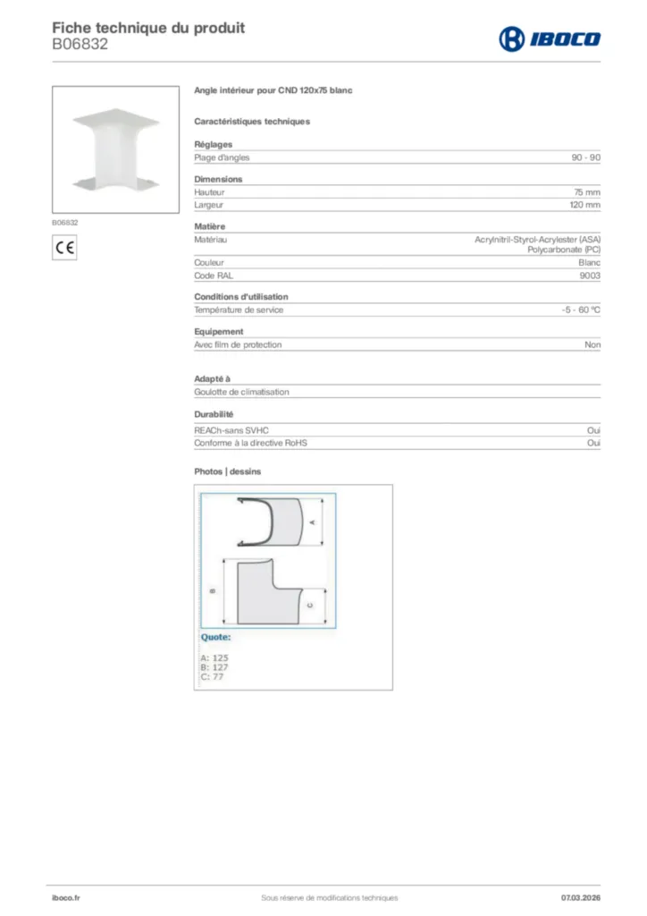 Image Iboco Fiche technique du produit B06832 | Hager France