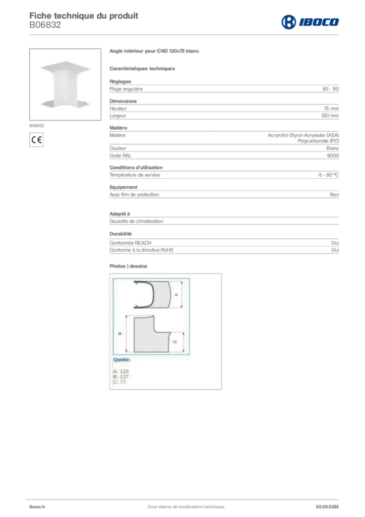 Image Iboco Fiche technique du produit B06832 | Hager France