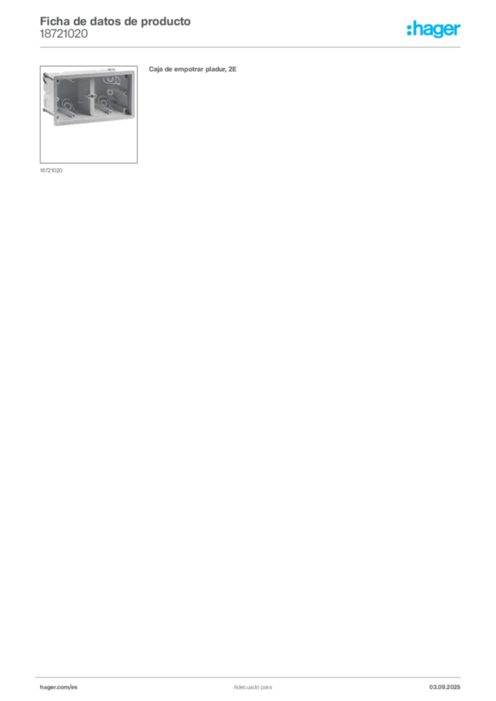 Imagen Hager Ficha de datos de producto 18721020 | Hager España