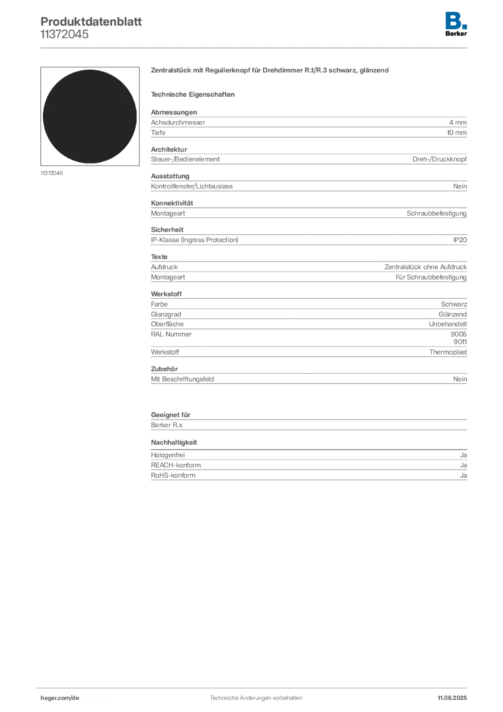 Bild Berker Produktdatenblatt 11372045 | Hager Deutschland