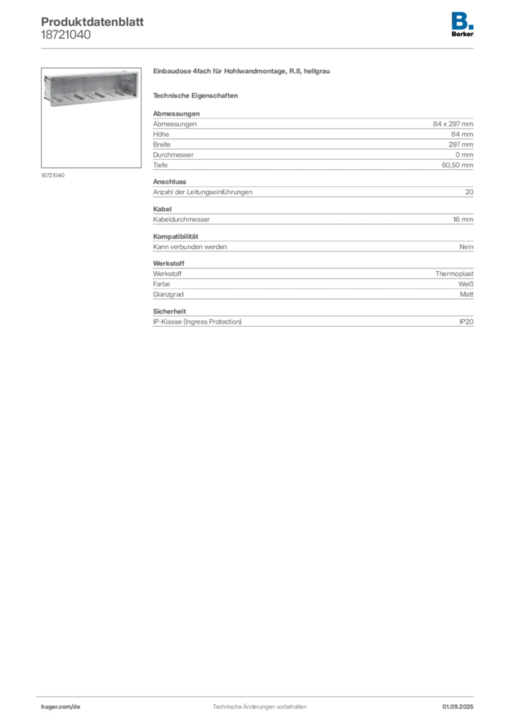 Berker Produktdatenblatt 18721040