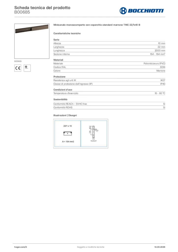 Immagine Bocchiotti Scheda tecnica del prodotto B00685 | Hager Italia
