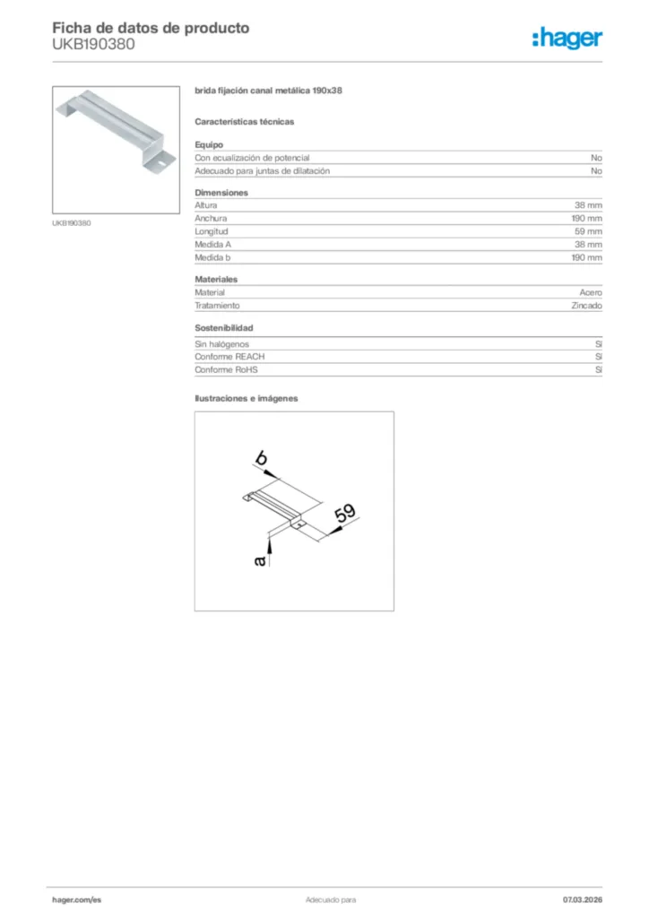 Imagen Hager Ficha de datos de producto UKB190380 | Hager España