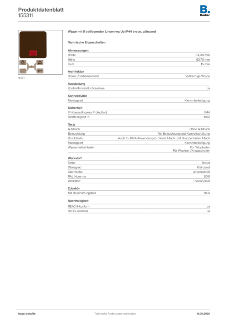 Berker Produktdatenblatt 155311