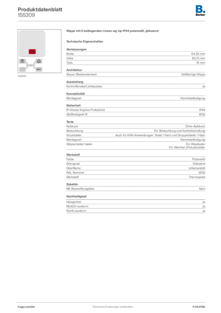 Berker Produktdatenblatt 155309