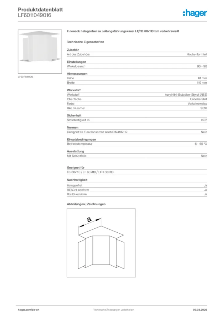 Bild Hager Produktdatenblatt LF6011049016 | Hager Schweiz