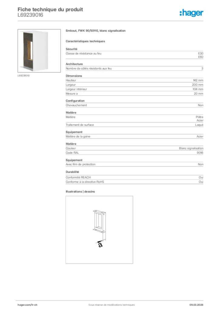 Image Hager Fiche technique du produit L69239016 | Hager Suisse