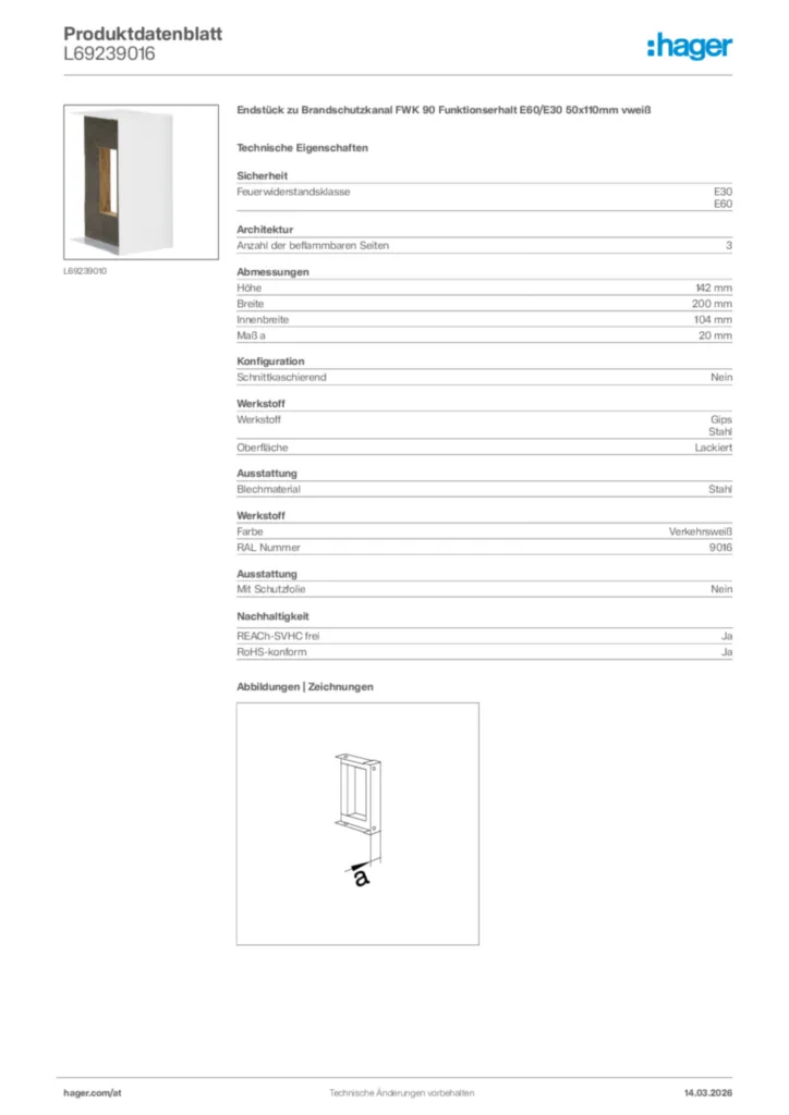 Bild Hager Produktdatenblatt L69239016 | Hager Deutschland