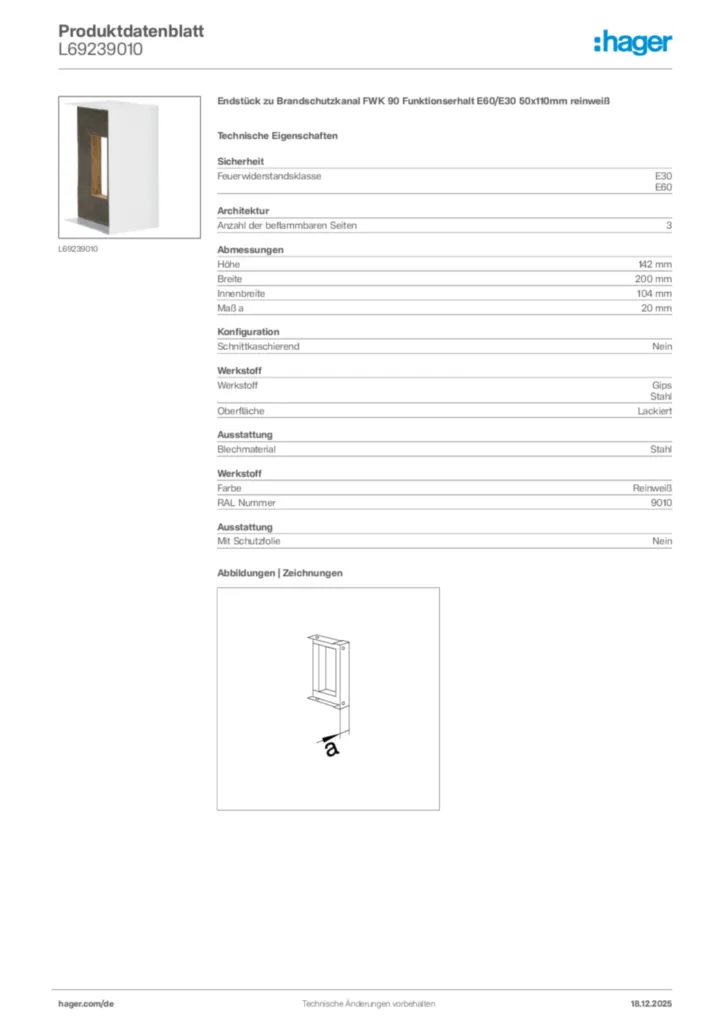 Bild Hager Produktdatenblatt L69239010 | Hager Deutschland