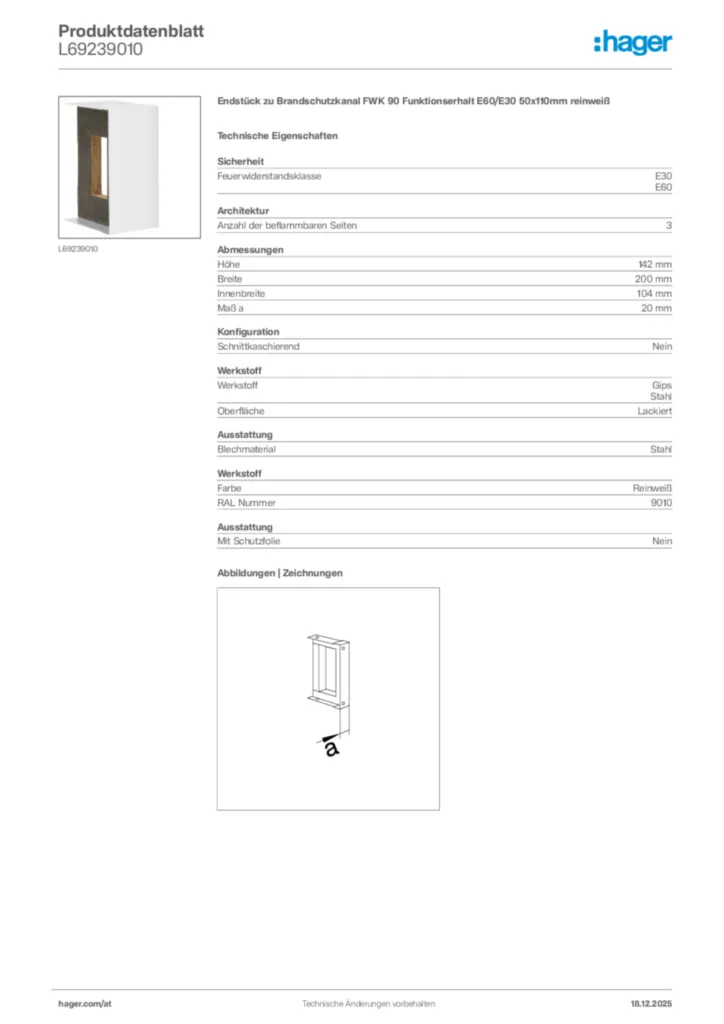 Bild Hager Produktdatenblatt L69239010 | Hager Deutschland