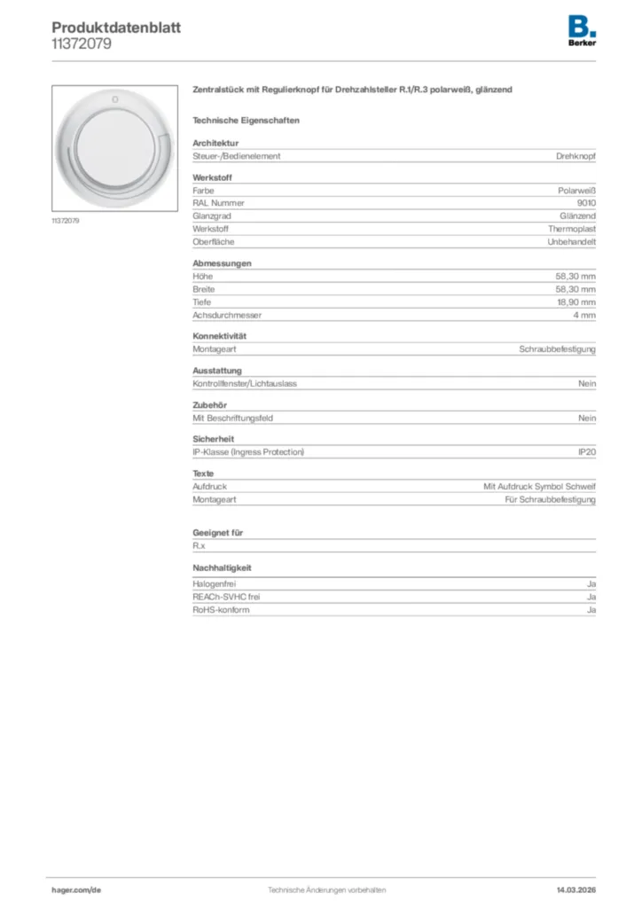 Bild Berker Produktdatenblatt 11372079 | Hager Deutschland