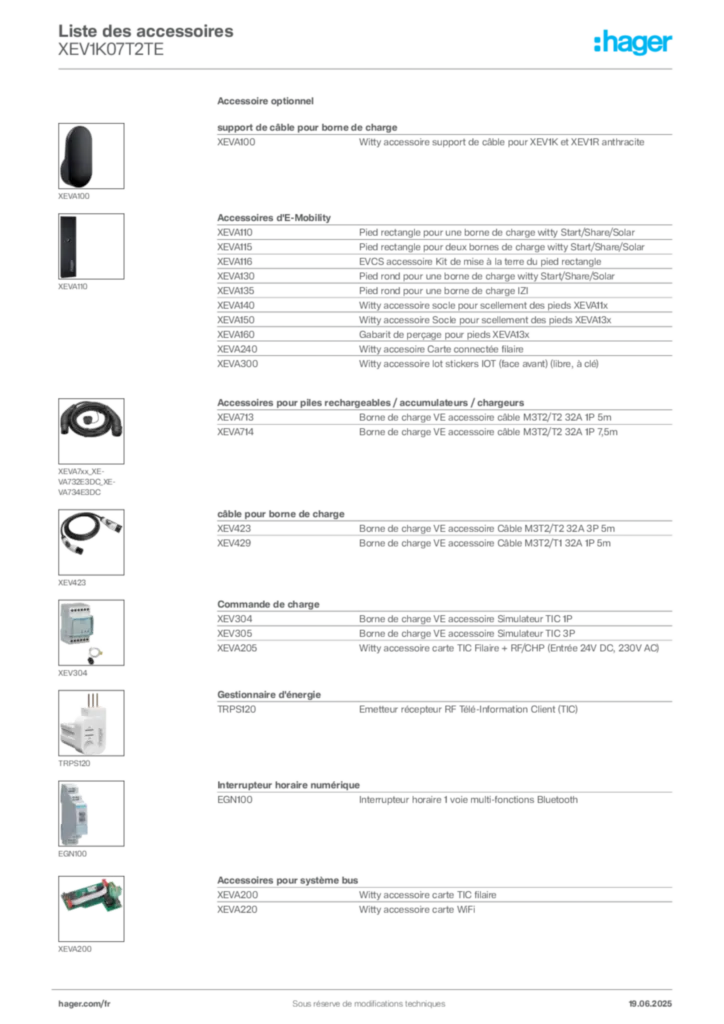 Image Hager Fiche technique du produit XEV1K07T2TE | Hager France