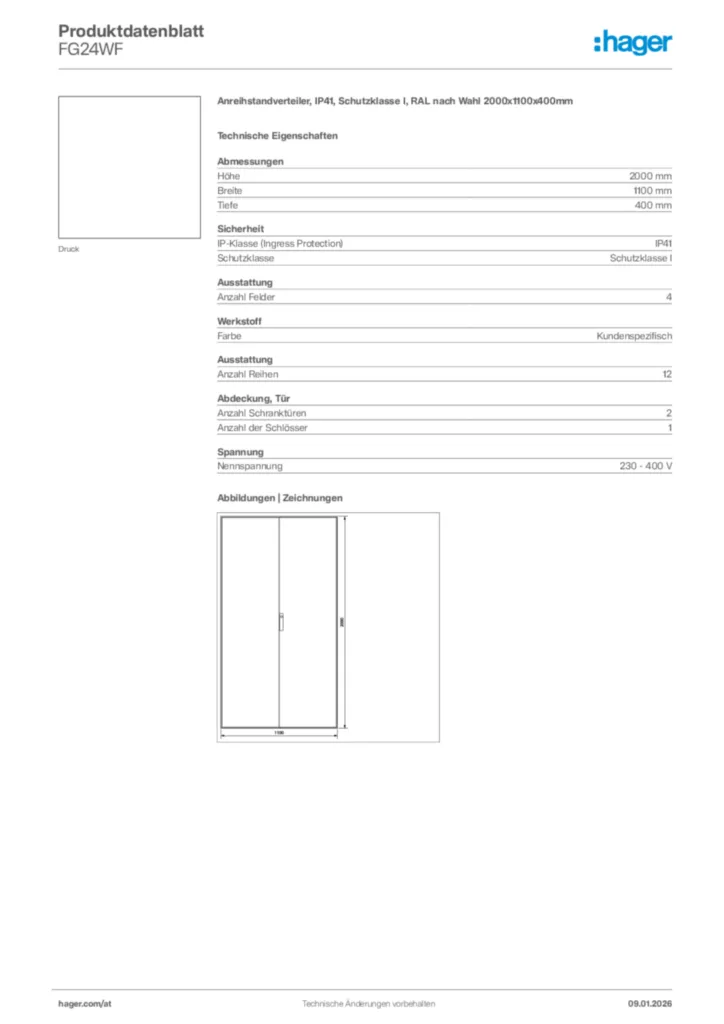 Bild Hager Produktdatenblatt FG24WF | Hager Deutschland