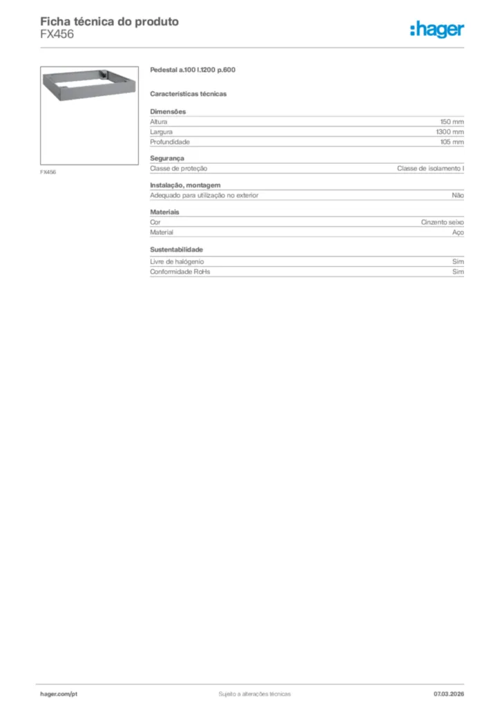 Imagem Hager Ficha técnica do produto FX456 | Hager Portugal