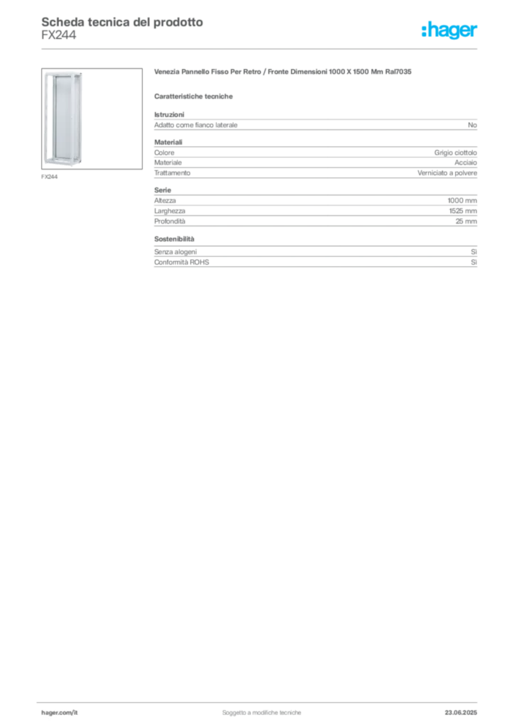 Immagine Hager Scheda tecnica del prodotto FX244 | Hager Italia