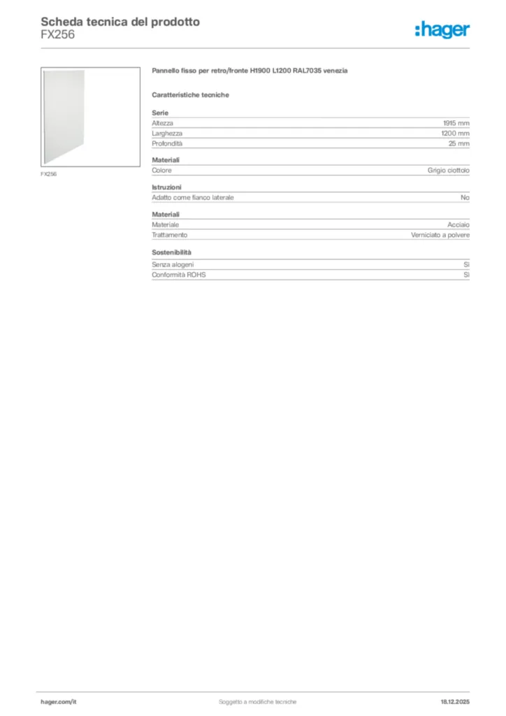 Immagine Hager Scheda tecnica del prodotto FX256 | Hager Italia