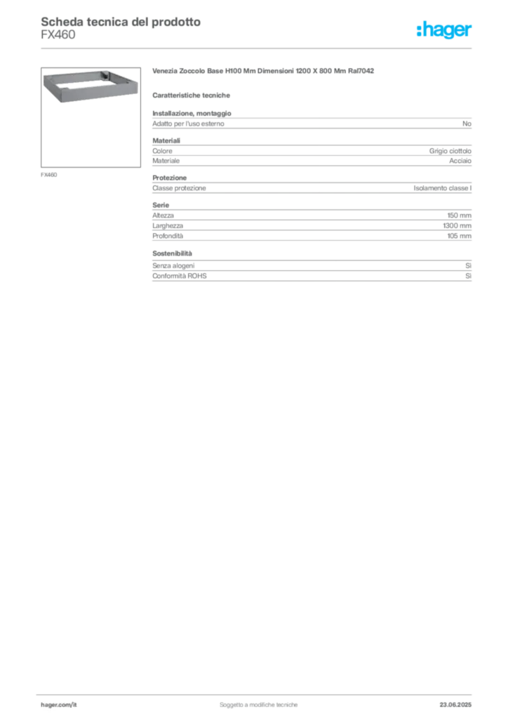 Immagine Hager Scheda tecnica del prodotto FX460 | Hager Italia