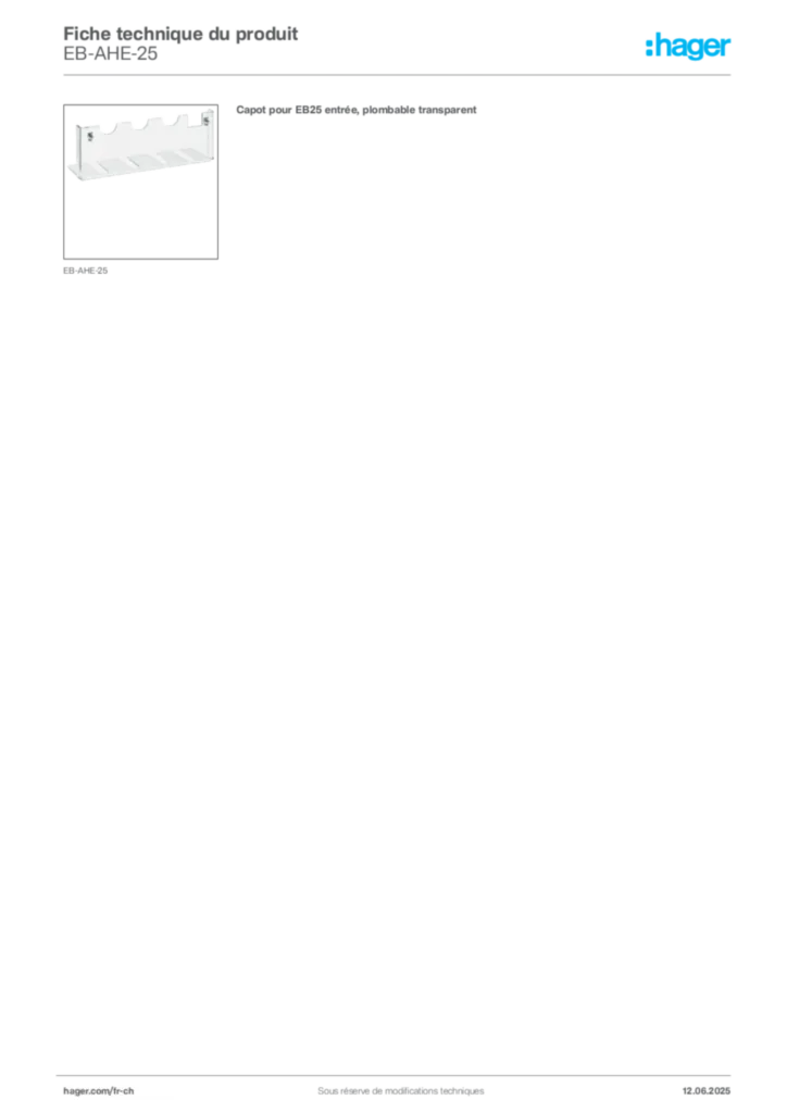 Image Hager Fiche technique du produit EB-AHE-25 | Hager Suisse