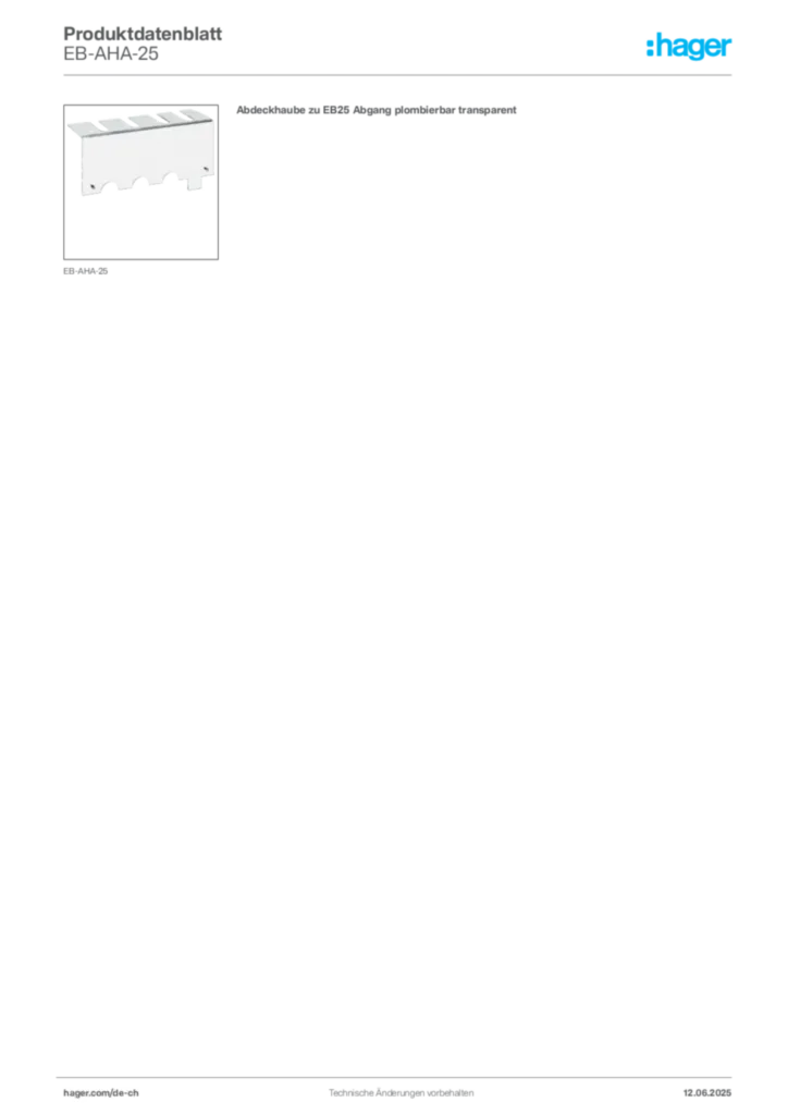Bild Hager Produktdatenblatt EB-AHA-25 | Hager Schweiz