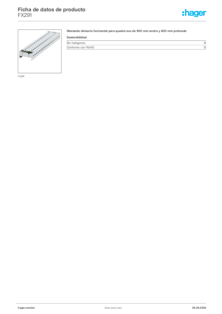 Imagen Hager Ficha de datos de producto FX291 | Hager España