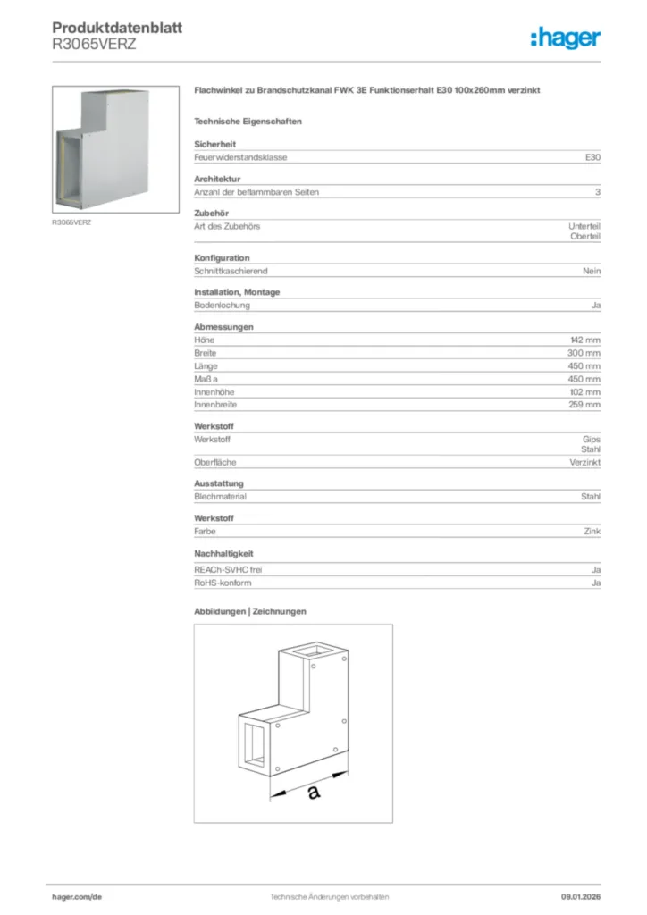 Hager Produktdatenblatt R3065VERZ