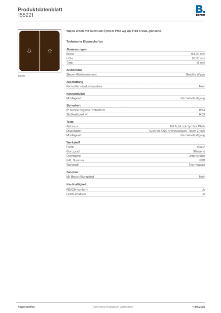 Berker Produktdatenblatt 155221