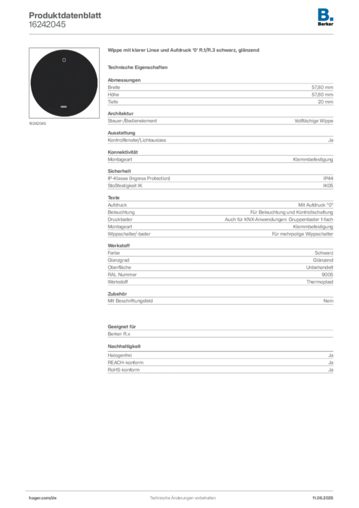 Berker Produktdatenblatt 16242045