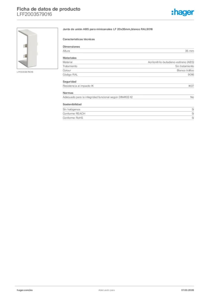Imagen Hager Ficha de datos de producto LFF2003579016 | Hager España