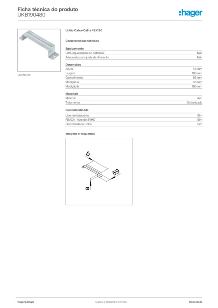 Imagem Hager Ficha técnica do produto UKB190480 | Hager Portugal