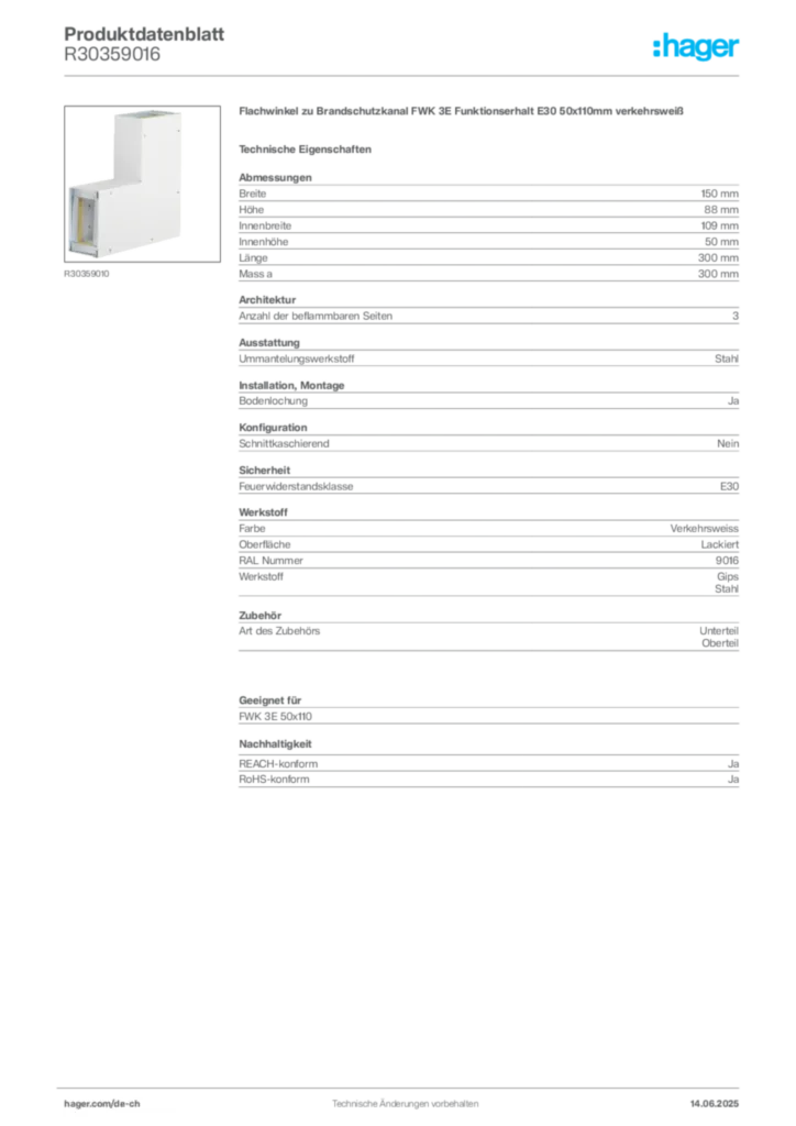Bild Hager Produktdatenblatt R30359016 | Hager Schweiz