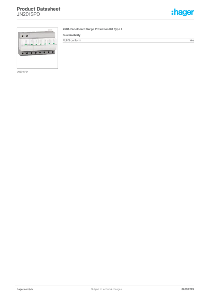Image Hager Product data sheet JN201SPD  | Hager