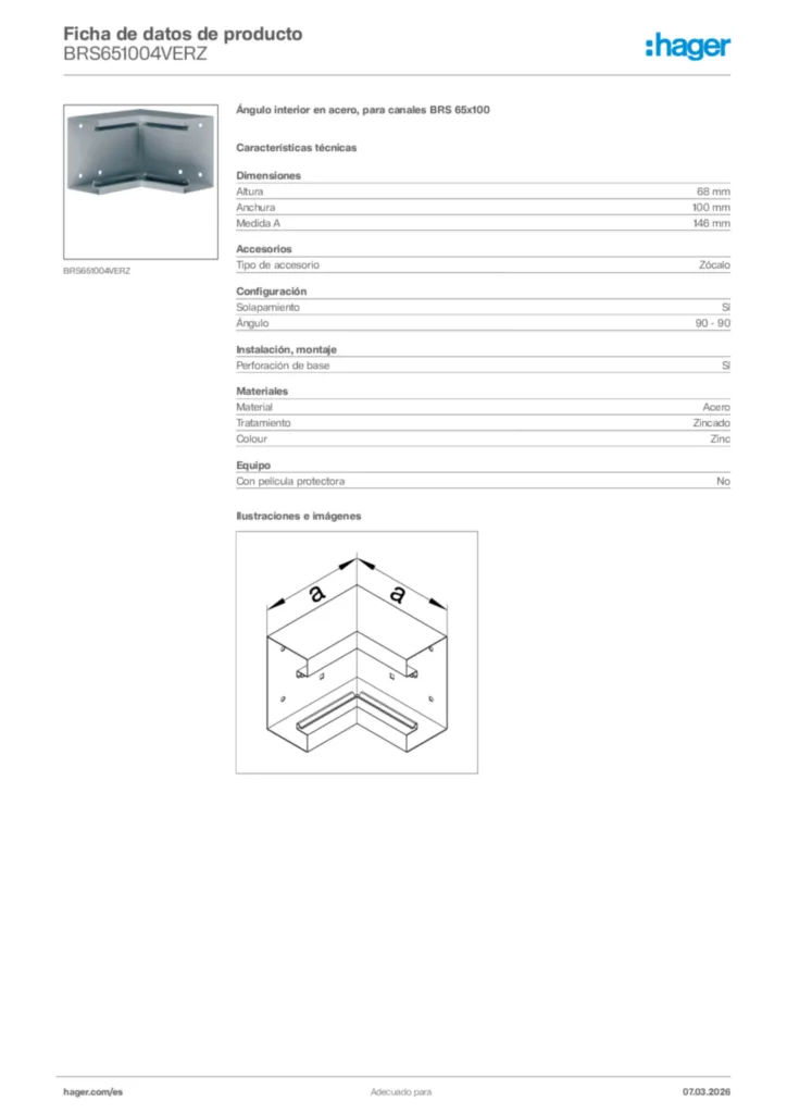 Imagen Hager Ficha de datos de producto BRS651004VERZ | Hager España