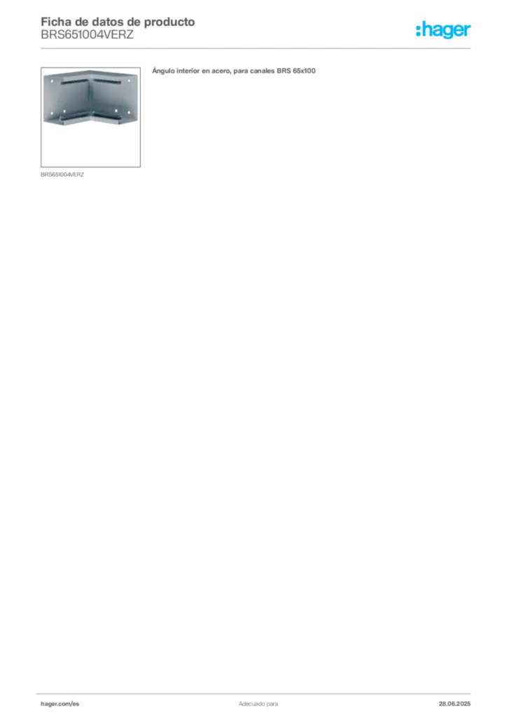 Imagen Hager Ficha de datos de producto BRS651004VERZ | Hager España