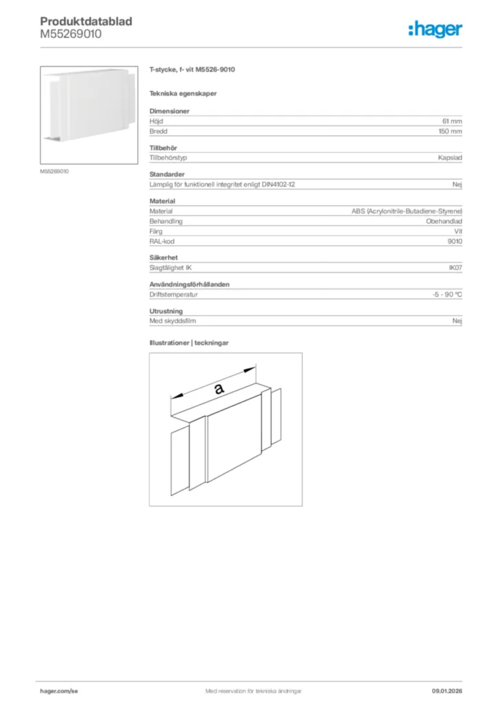 Bild Hager Produktdatablad M55269010 | Hager Sverige