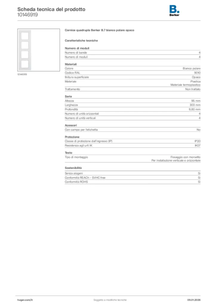Immagine Berker Scheda tecnica del prodotto 10146919 | Hager Italia