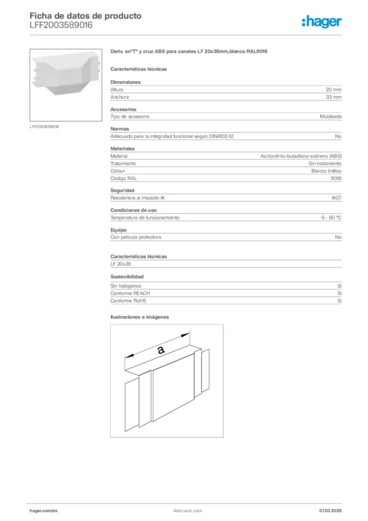 Imagen Hager Ficha de datos de producto LFF2003589016 | Hager España